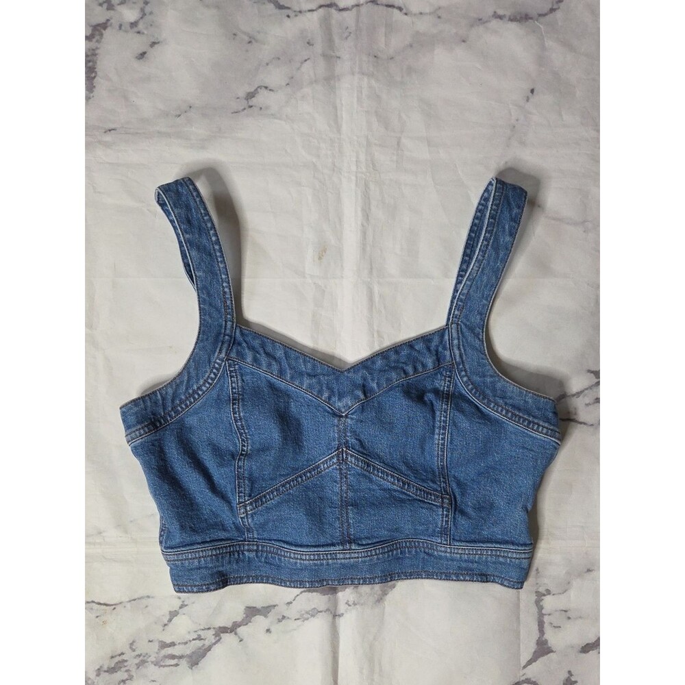 Madewell Cotton-Hemp Denim Supercrop Tank Top In Gabler Wash